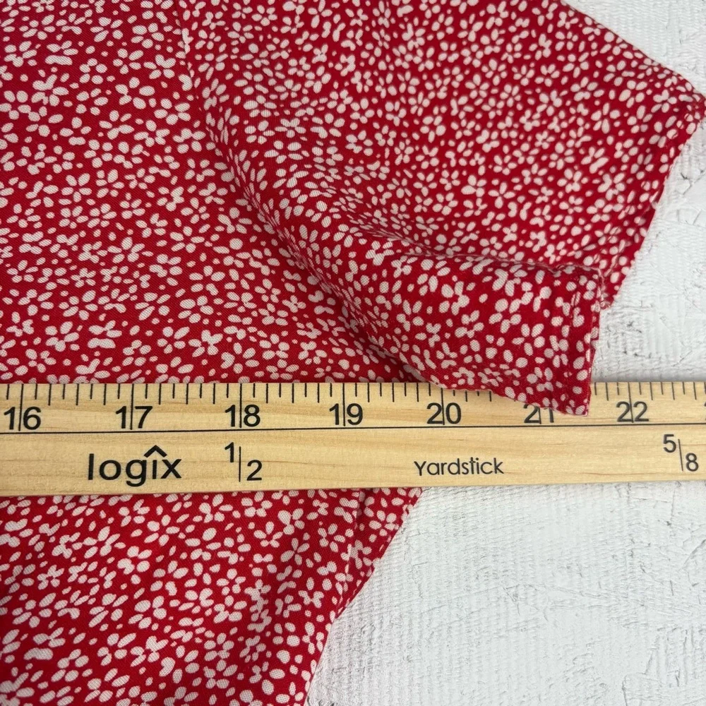Divided By H&M Floral Red Button-Down Mini Dress Short Sleeves Tie Back - Medium - Picture 5 of 8